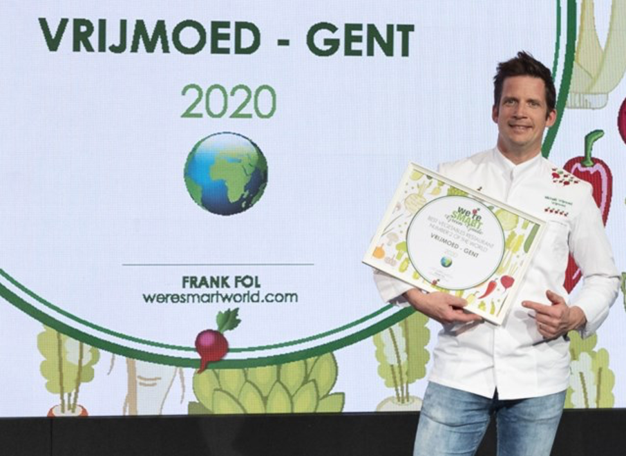 Het Gentse restaurant Vrijmoed (**) is uitgeroepen tot tweede beste groenterestaurant ter wereld.  
